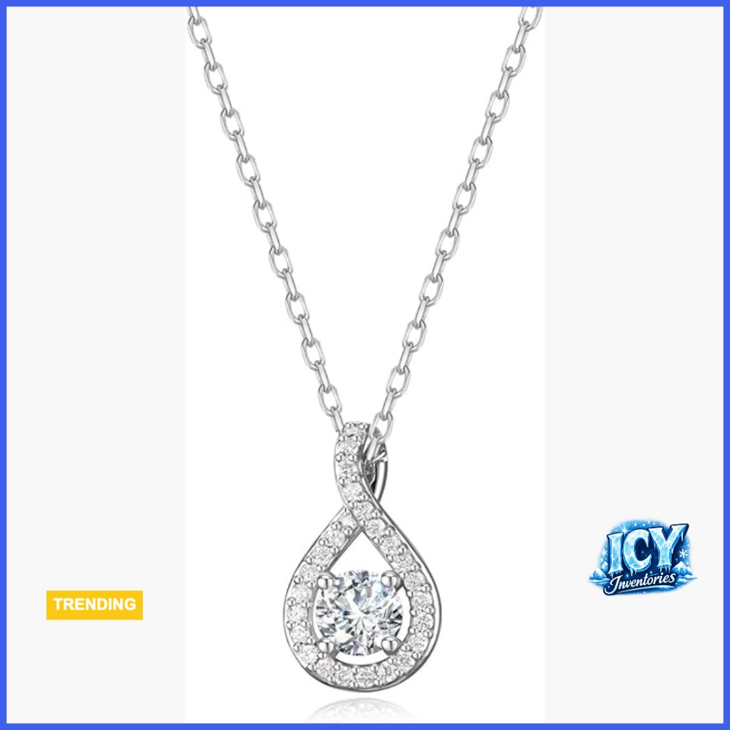 Sterling Silver Lab Grown Diamond Infinity Pendant Necklace 16-18" Chain
